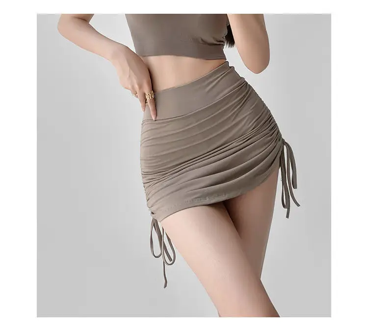 Women's Adjustable Drawstring Hip Skirt Solid Color Slimming — feature 5