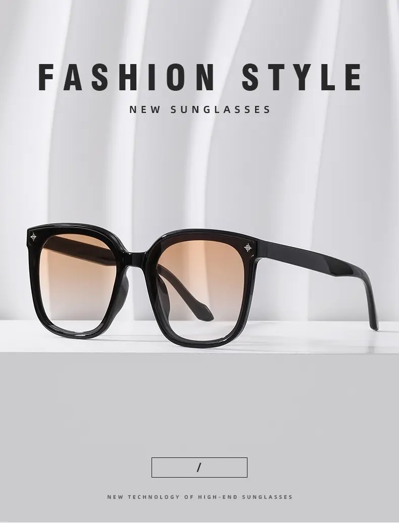 2023 Korean Sunglasses Women Large Frame Black — feature 11