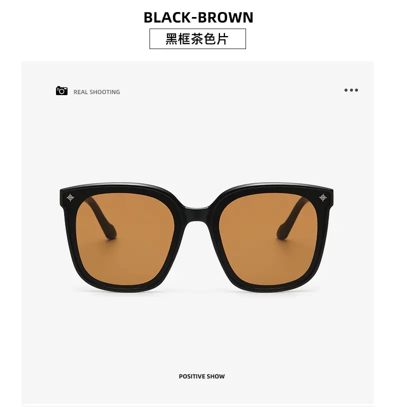 2023 Korean Sunglasses Women Large Frame Black — feature 26