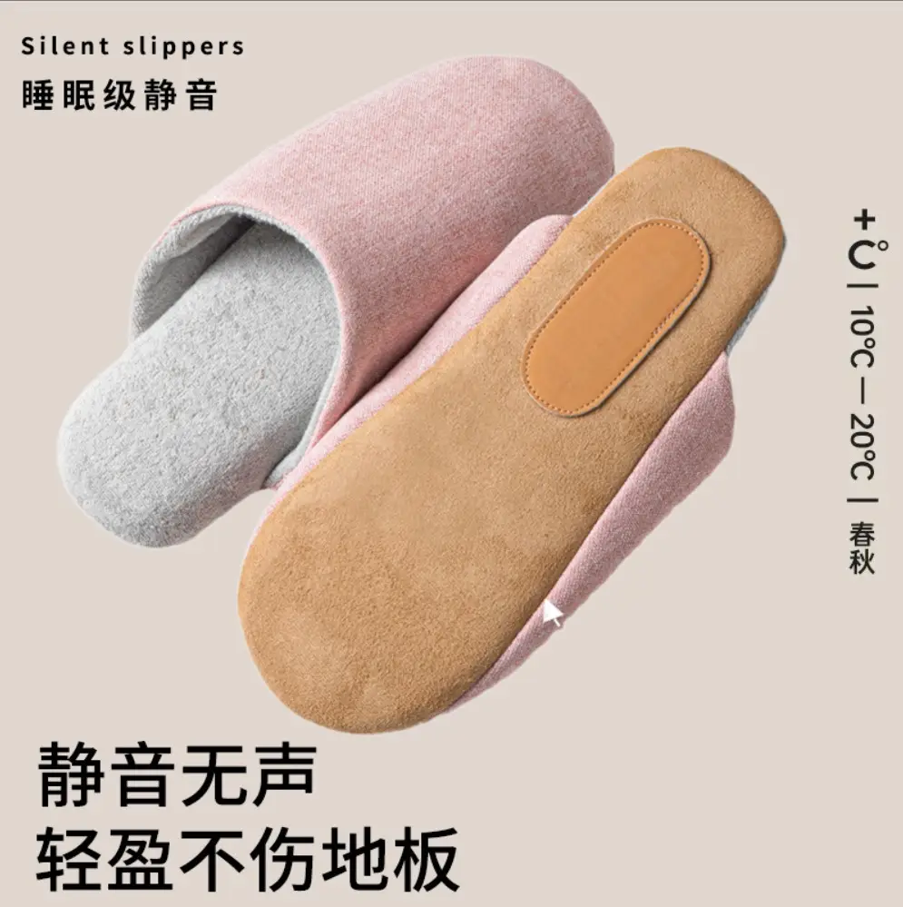 Moklin Japanese-Style Silent Cloth-Soled Cotton Slippers Linen Machine Washable Men's and Women's Soft Cloth-Soled Indoor Home Use Wooden Floor Silent