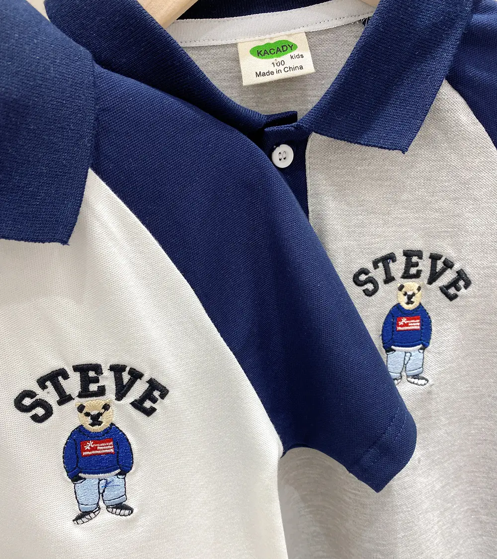 2025 Boys Polo Shirt Grey Blue Contrast Summer Wear β feature 4