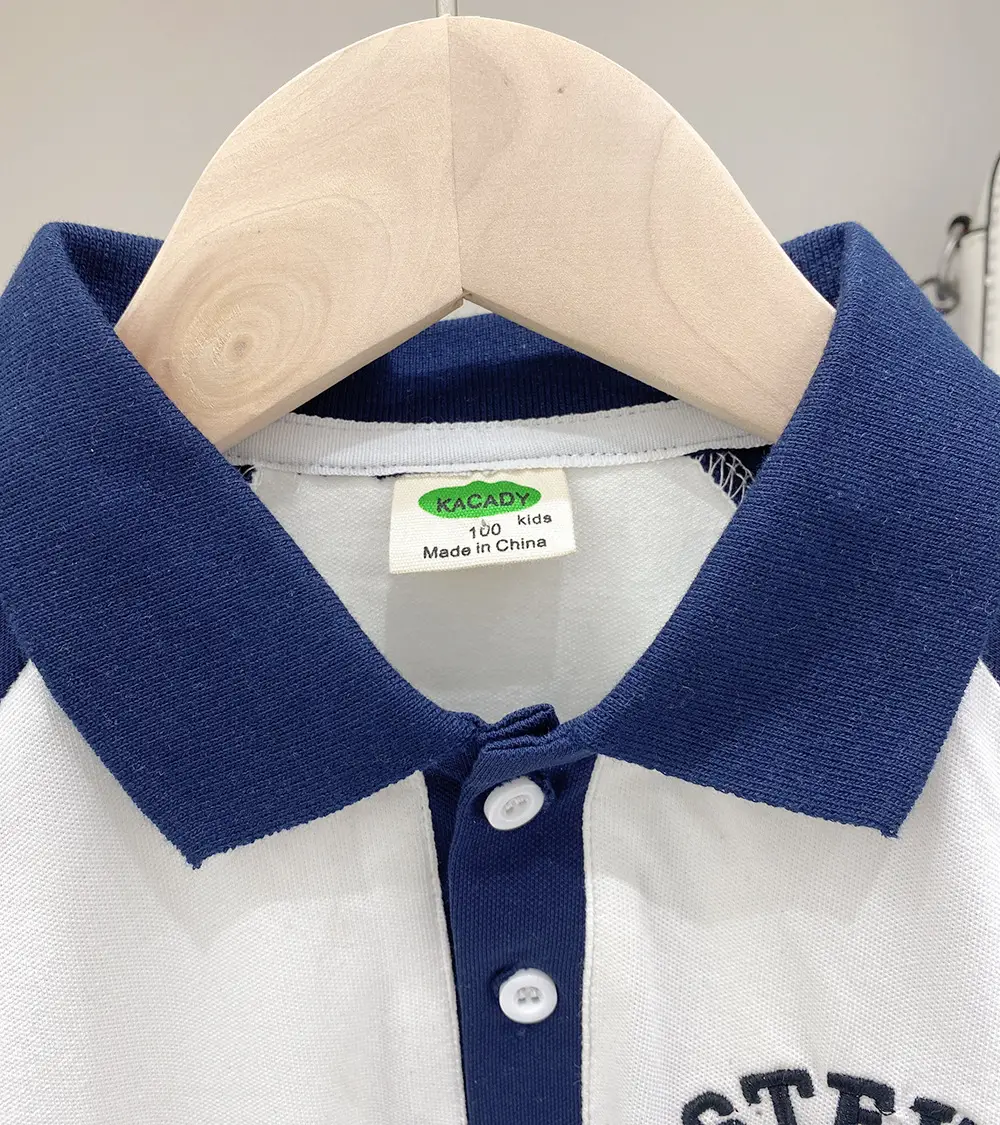 2025 Boys Polo Shirt Grey Blue Contrast Summer Wear β feature 7