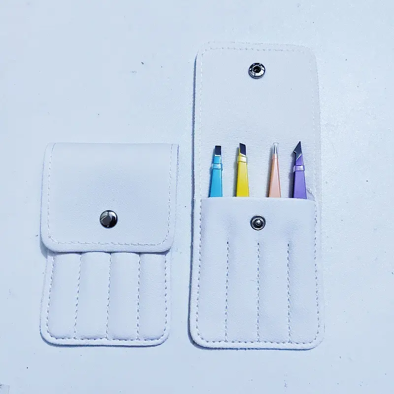 Stainless Steel Eyelash Tweezers Set of 4 Pcs - Image 3