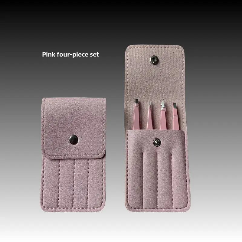Stainless Steel Eyelash Tweezers Set of 4 Pcs - Image 4