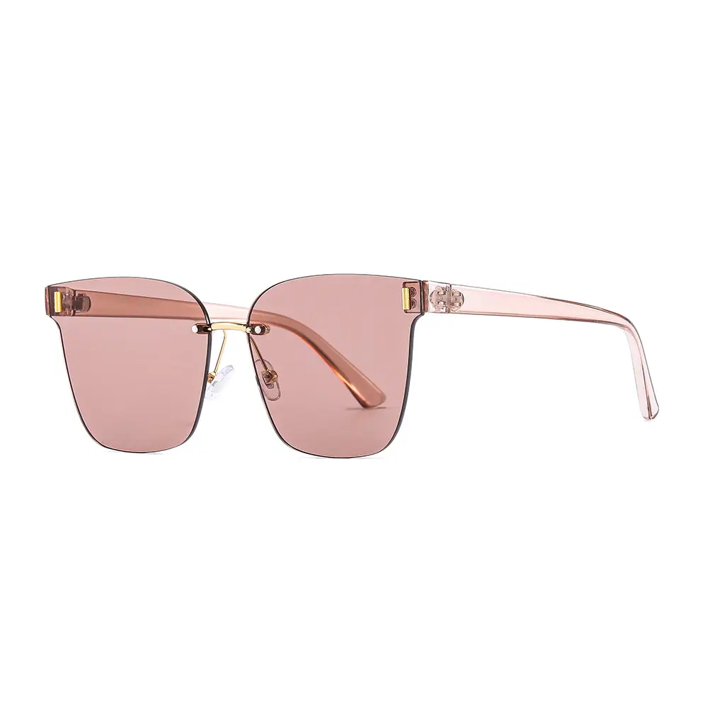 Women's Frameless UV400 Sunglasses Grey White - Image 6