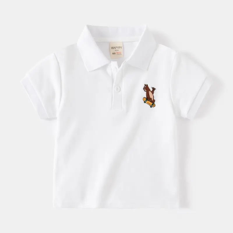 Boys Grey Embroidered Polo T-Shirt 2023