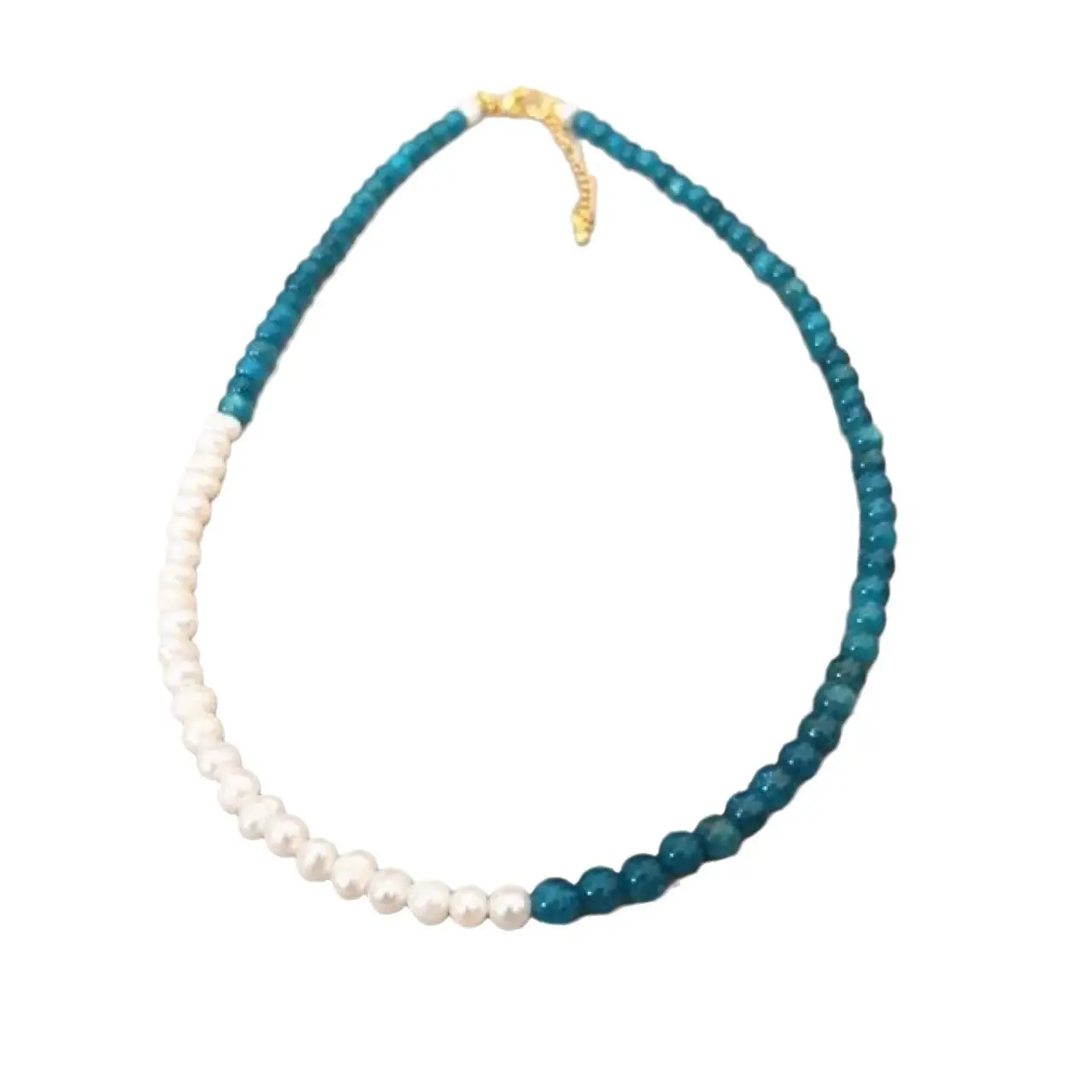 Natural Blue Apatite Beads Necklace 4mm with Heart Pendant - Image 5