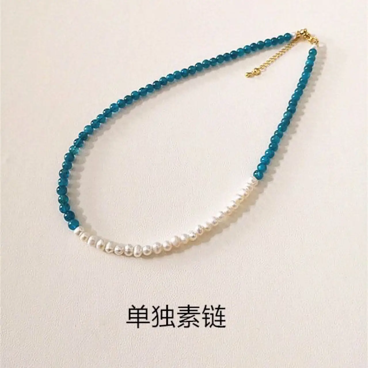 Natural Blue Apatite Beads Necklace 4mm with Heart Pendant — feature 10