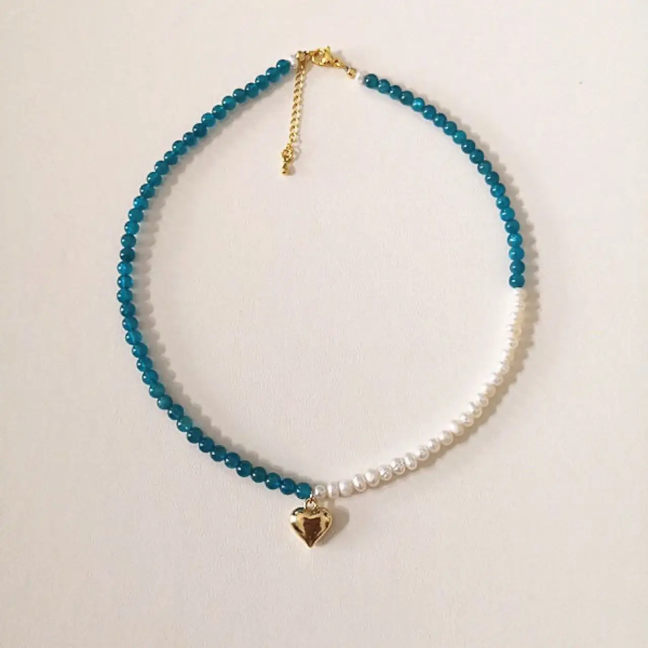 Natural Blue Apatite Beads Necklace 4mm with Heart Pendant — feature 7