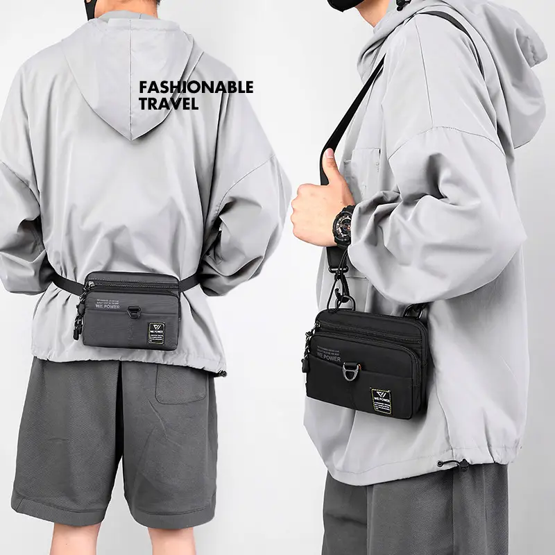 Men's Black Crossbody Messenger Bag Multi-Functional - Image 7