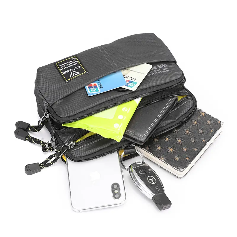 Men's Black Crossbody Messenger Bag Multi-Functional - Image 9