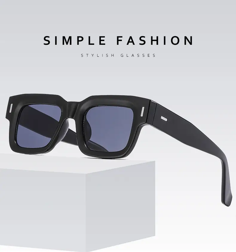Retro Square Sunglasses with Studded Straps β feature 1