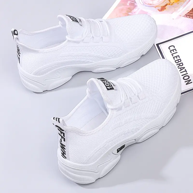 Women Casual Cross-Border Skechers White Mesh Running Shoes - Image 6