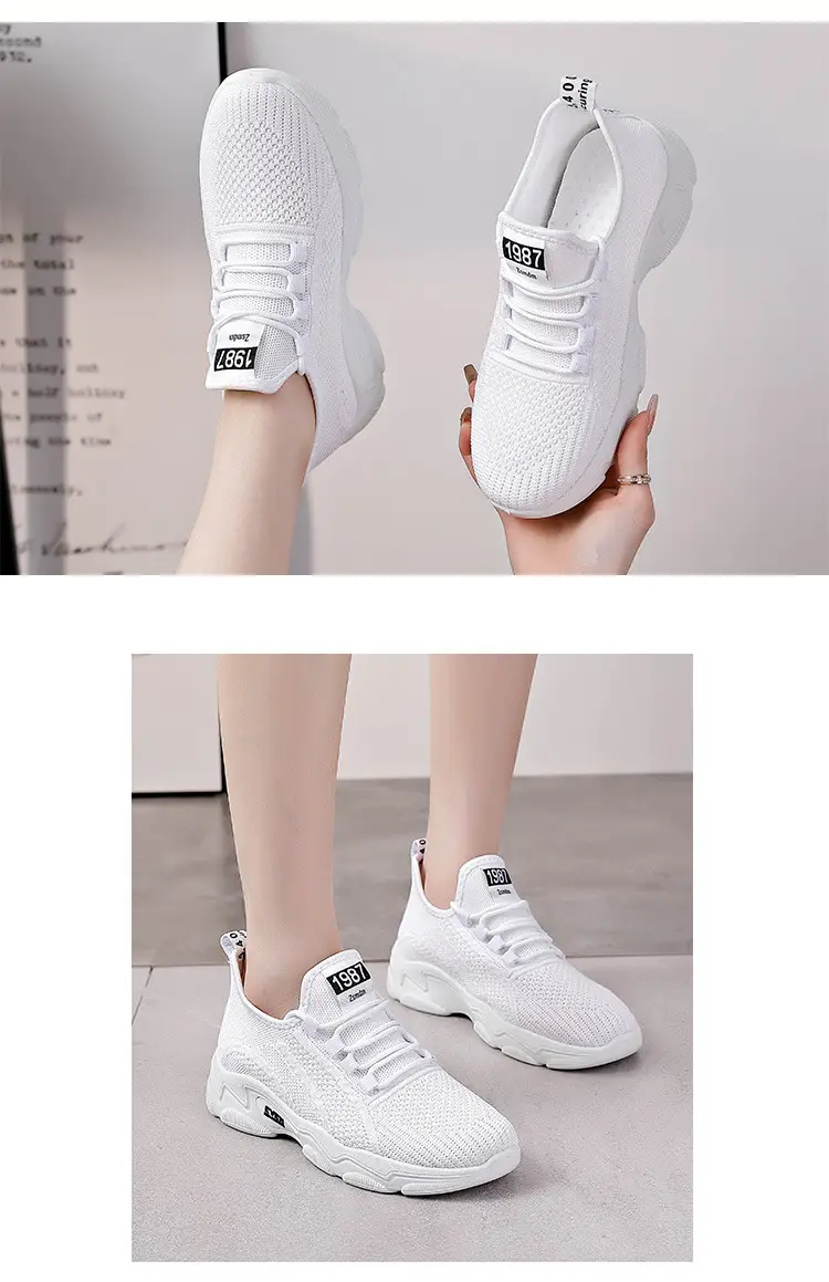 Women Casual Cross-Border Skechers White Mesh Running Shoes — feature 16