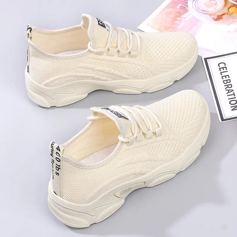 Women Casual Cross-Border Skechers White Mesh Running Shoes - Image 3