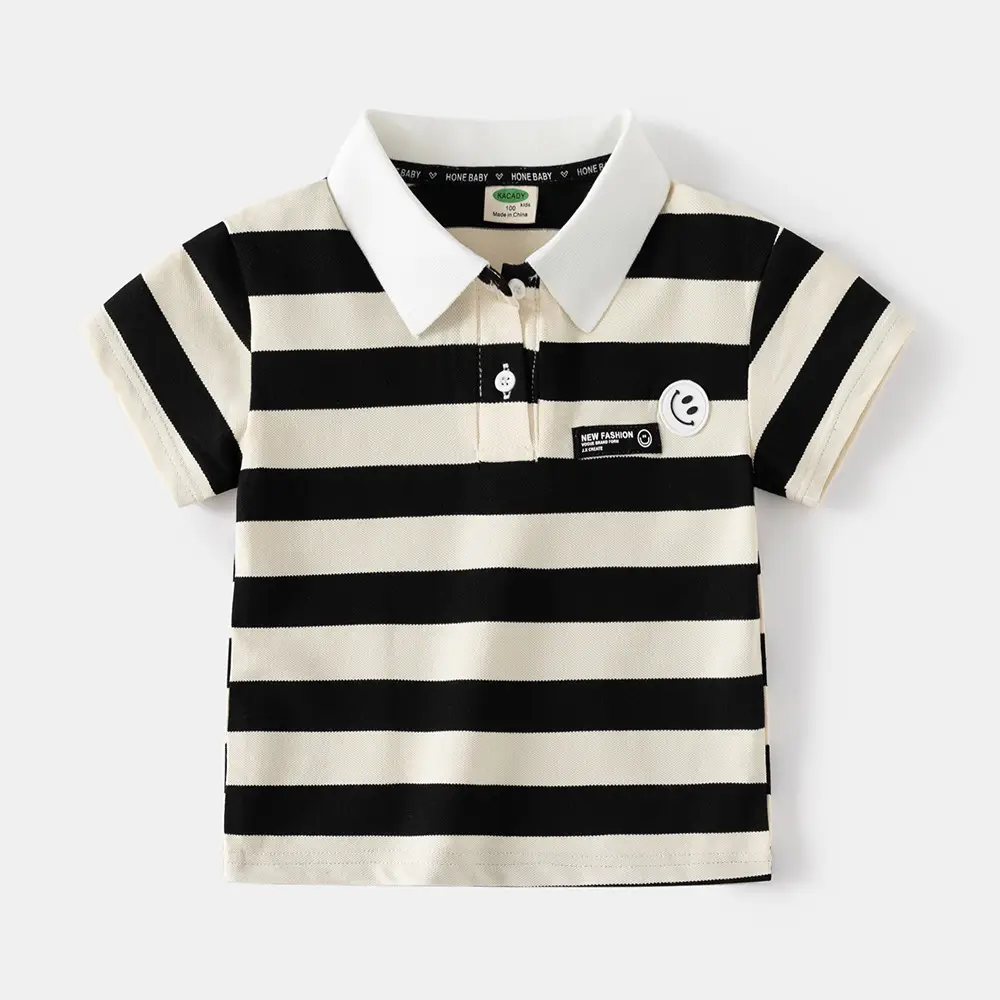 Green Striped Polo Shirt for Boys Summer Wear — feature 2