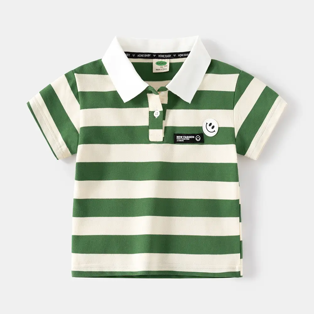 Green Striped Polo Shirt for Boys Summer Wear — feature 3
