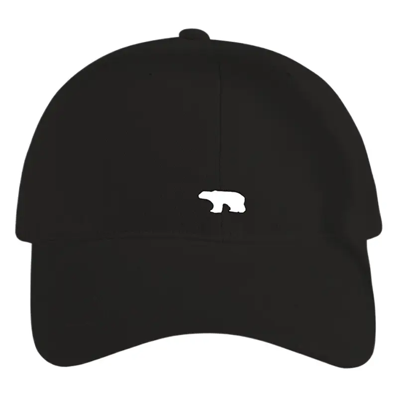 Men's Black Korean Style Baseball Cap with Polar Bear Embroidery