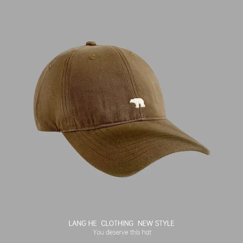 Men's Black Korean Style Baseball Cap with Polar Bear Embroidery - Image 3
