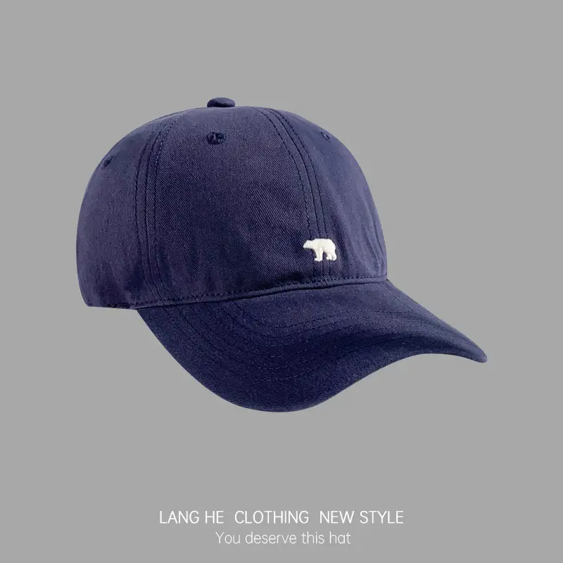 Men's Black Korean Style Baseball Cap with Polar Bear Embroidery - Image 5