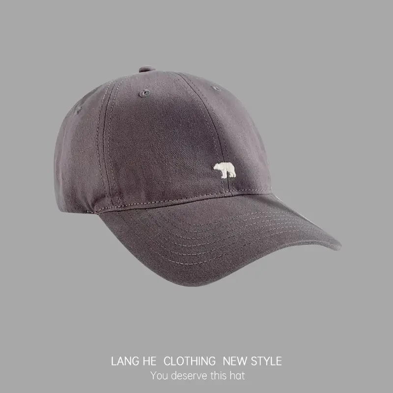 Men's Black Korean Style Baseball Cap with Polar Bear Embroidery - Image 6