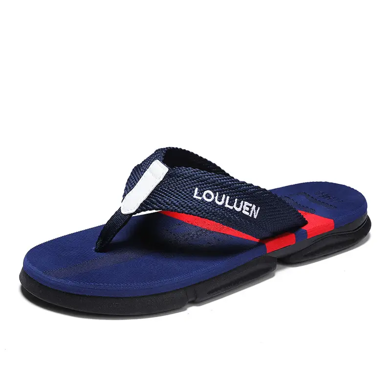 2026 Men's Rubber Casual Flip-Flops with Blue Accents