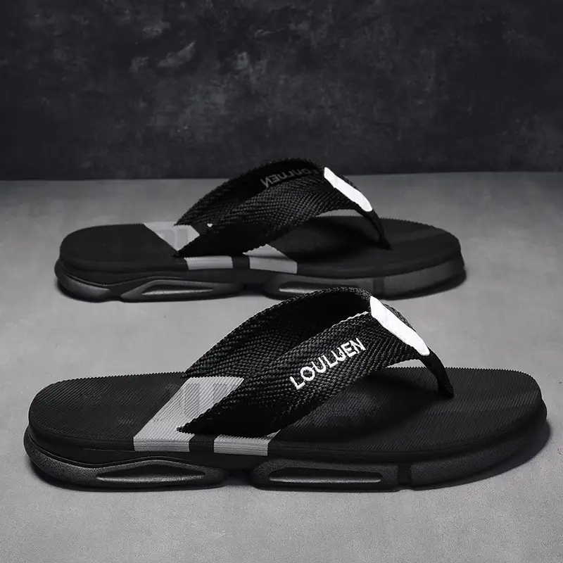 2026 Men's Rubber Casual Flip-Flops with Blue Accents