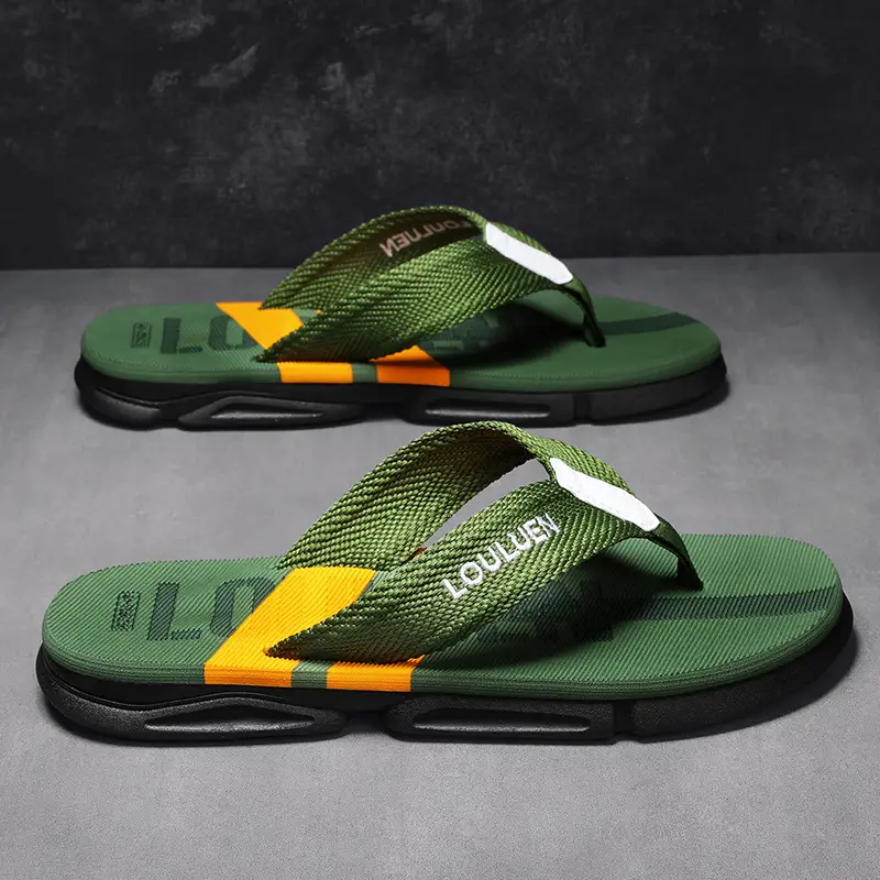 2026 Men's Rubber Casual Flip-Flops with Blue Accents