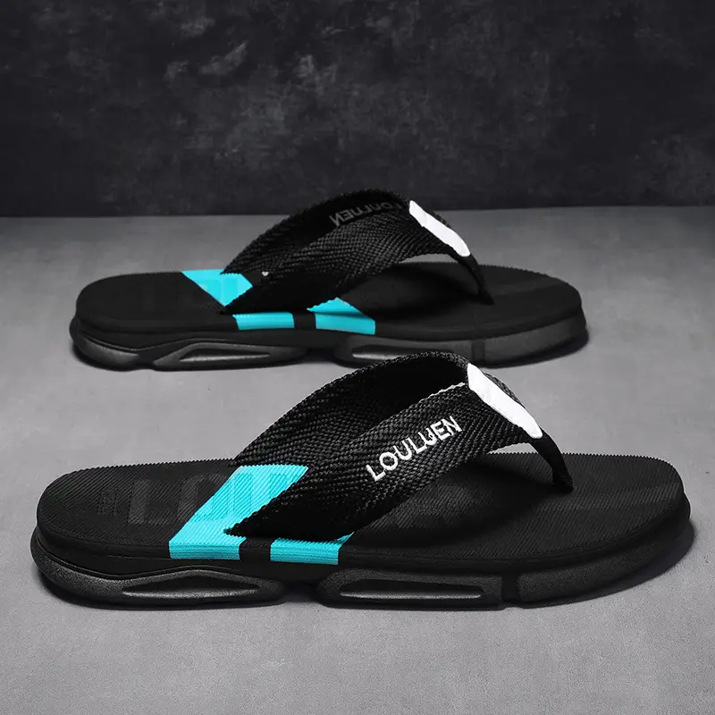 2026 Men's Rubber Casual Flip-Flops with Blue Accents