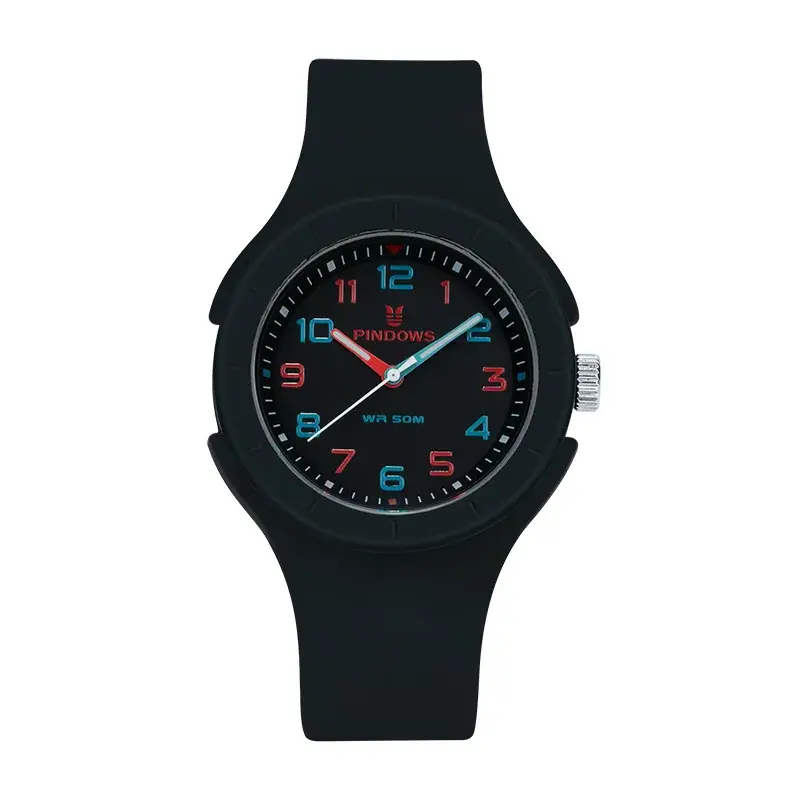 Pindao Black Silicone Couple Watch with Japanese Movement - Image 3