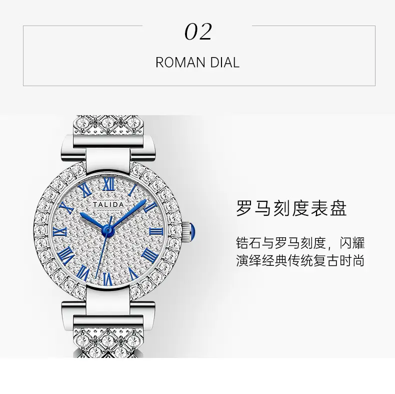 Full Diamond Women's Quartz Watch with Silver Bracelet — feature 13