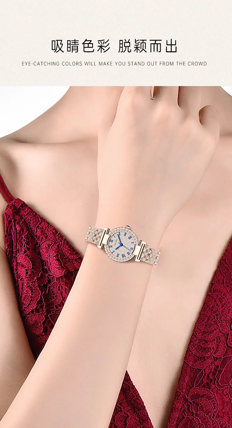 Full Diamond Women's Quartz Watch with Silver Bracelet — feature 8