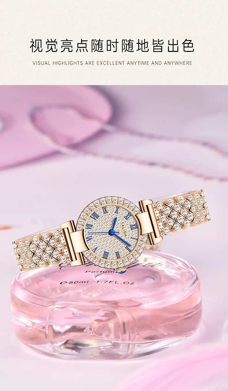 Full Diamond Women's Quartz Watch with Silver Bracelet — feature 9