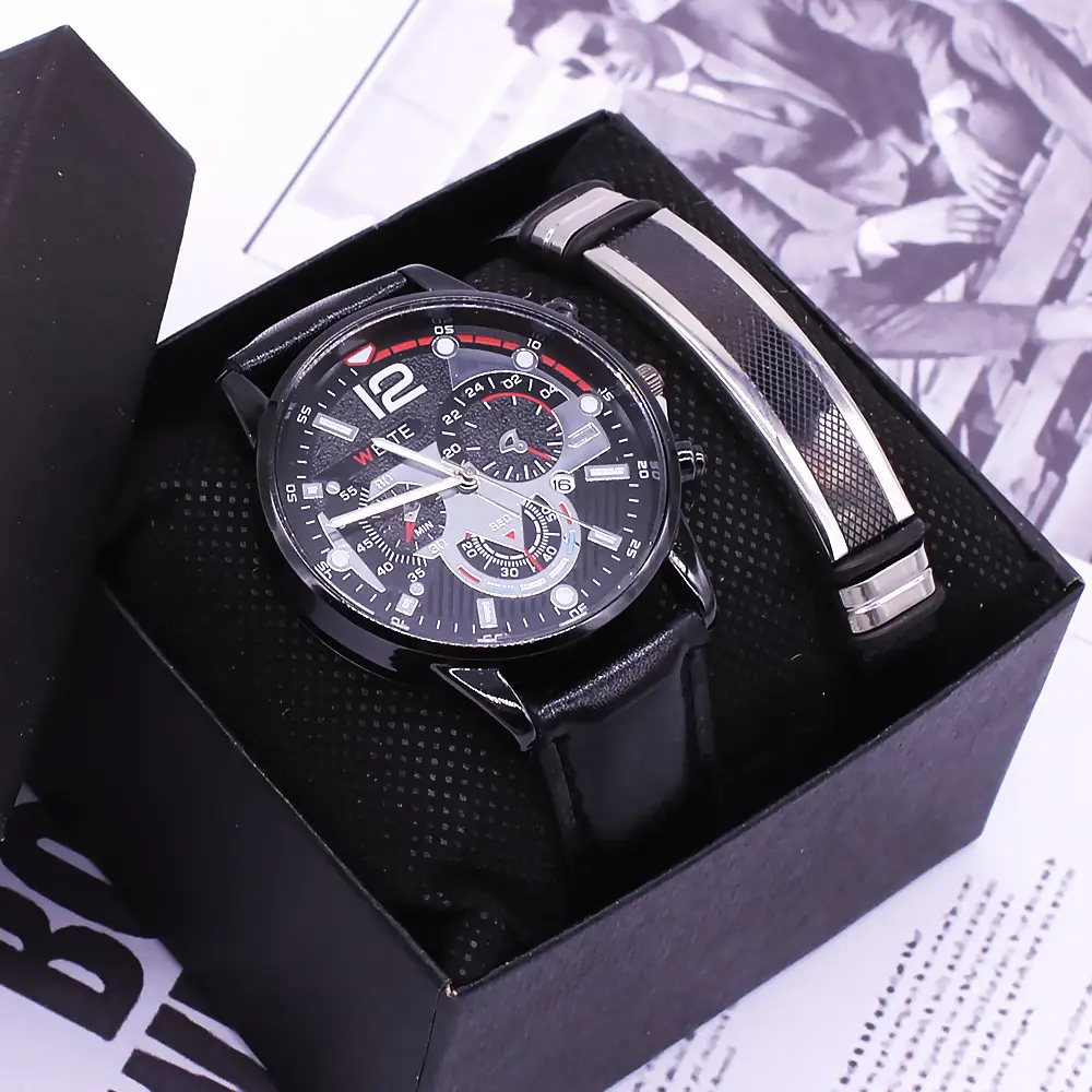 Men's Black Chronograph Watch with Gold Strap — feature 11