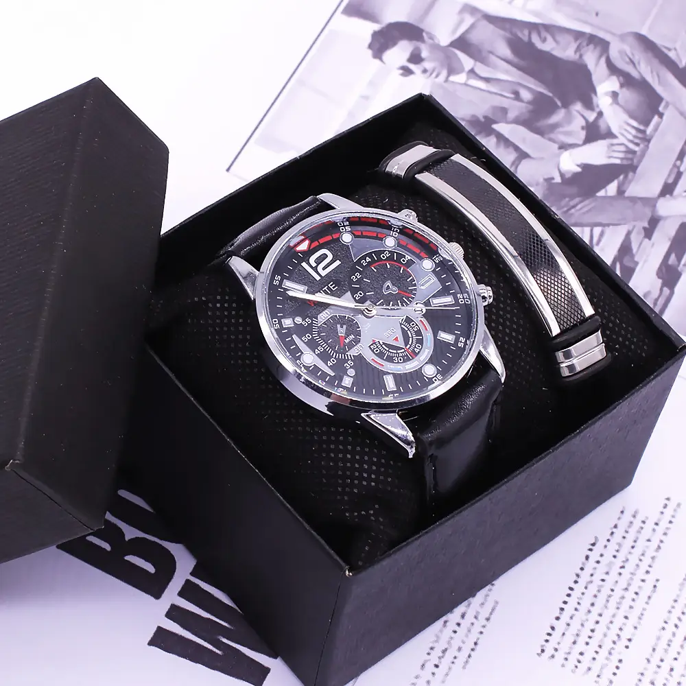 Men's Black Chronograph Watch with Gold Strap — feature 12