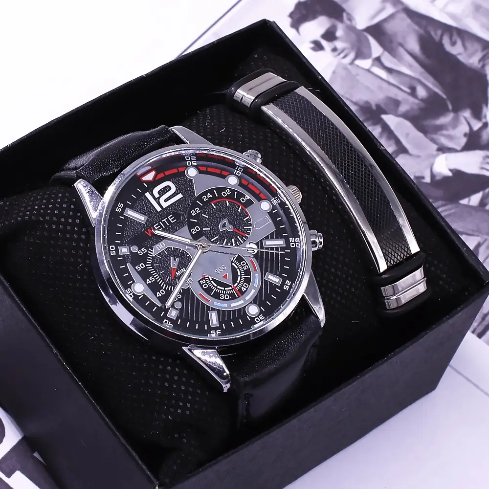 Men's Black Chronograph Watch with Gold Strap — feature 6