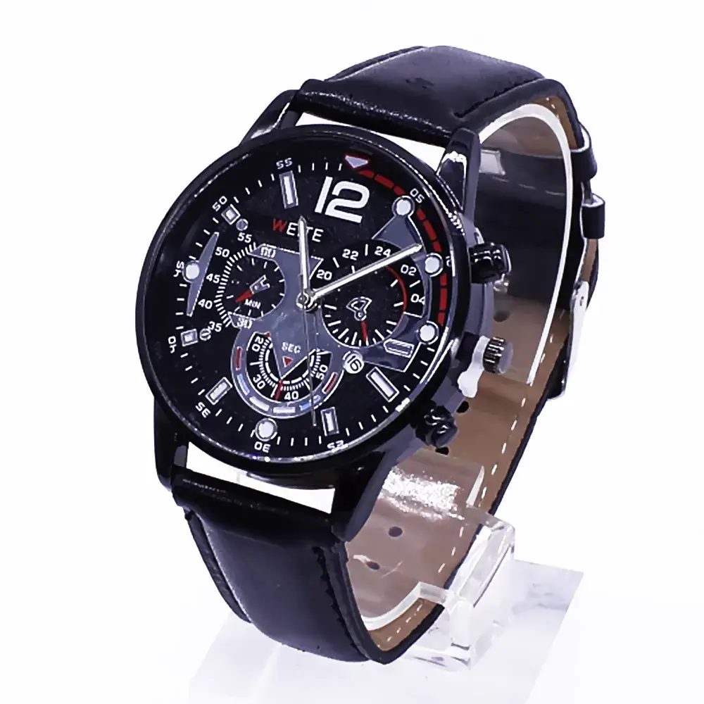 Men's Black Chronograph Watch with Gold Strap - Image 5