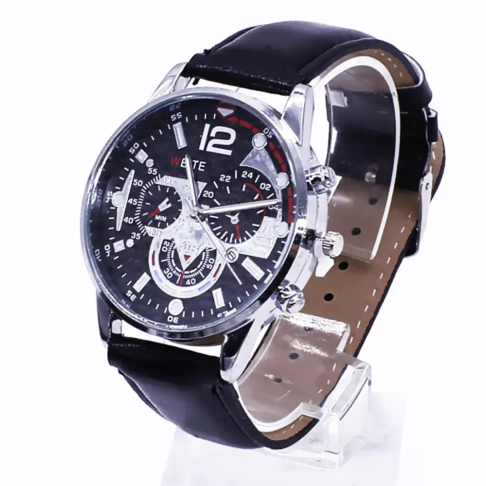 Men's Black Chronograph Watch with Gold Strap - Image 6