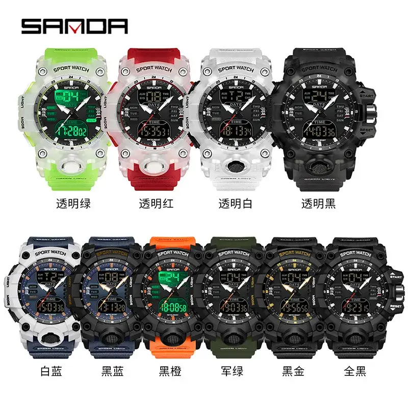Sanda Waterproof Shockproof Men's Digital Watch Black - Image 100