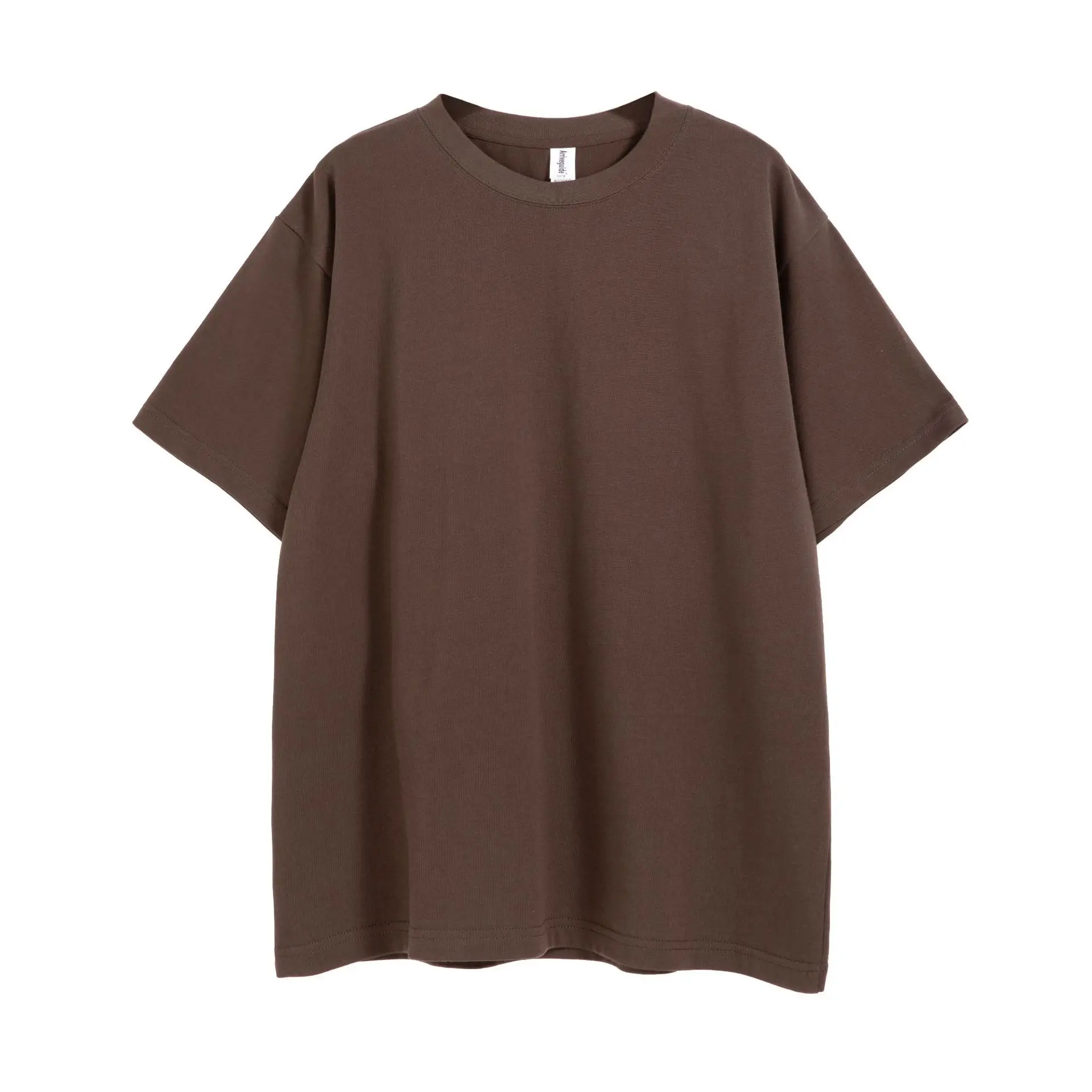 Men Brown Cotton T-Shirt Shoulder Short Sleeve