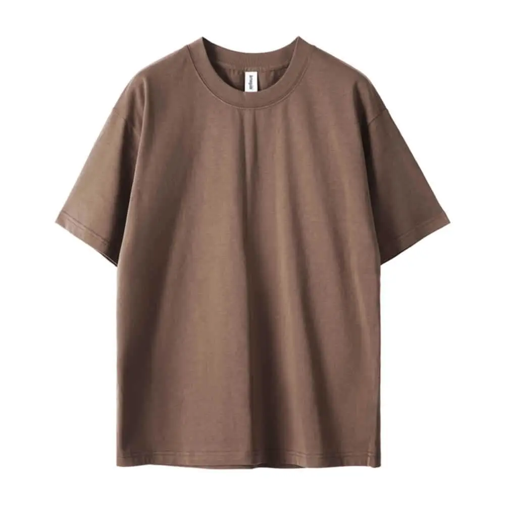 Men Brown Cotton T-Shirt Shoulder Short Sleeve
