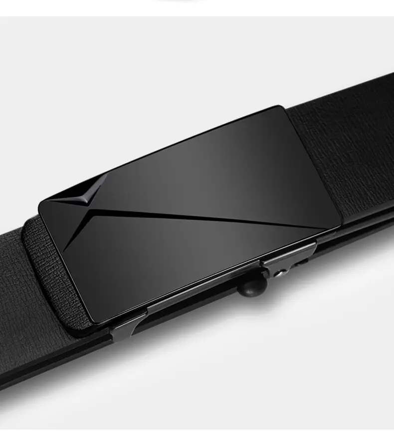 Men's Black Leather Belt with Automatic Buckle — feature 13