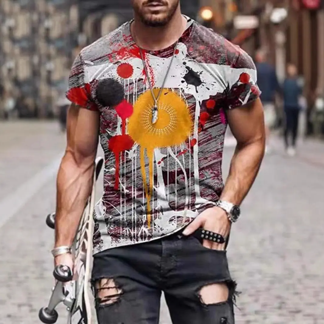 2025 Men's Abstract Printed T-Shirt Street Casual Wear