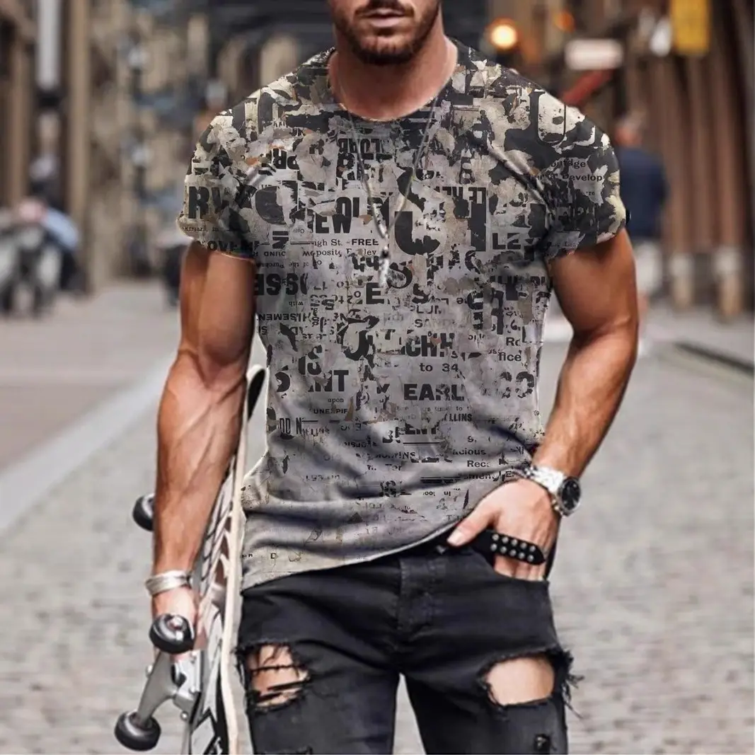 2025 Men's Abstract Printed T-Shirt Street Casual Wear
