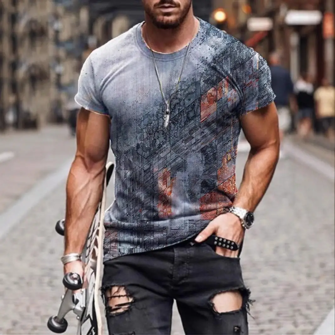 2025 Men's Abstract Printed T-Shirt Street Casual Wear