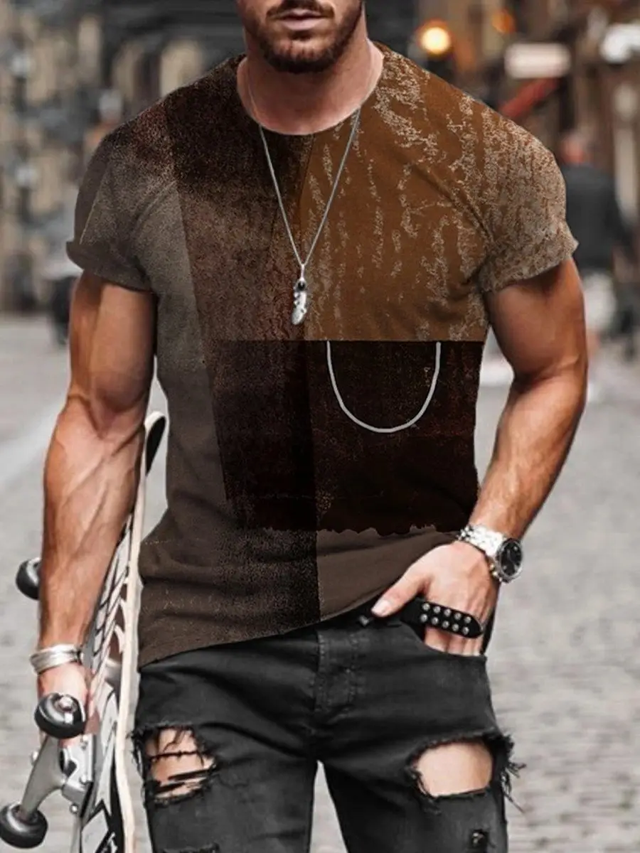 2025 Men's Abstract Printed T-Shirt Street Casual Wear