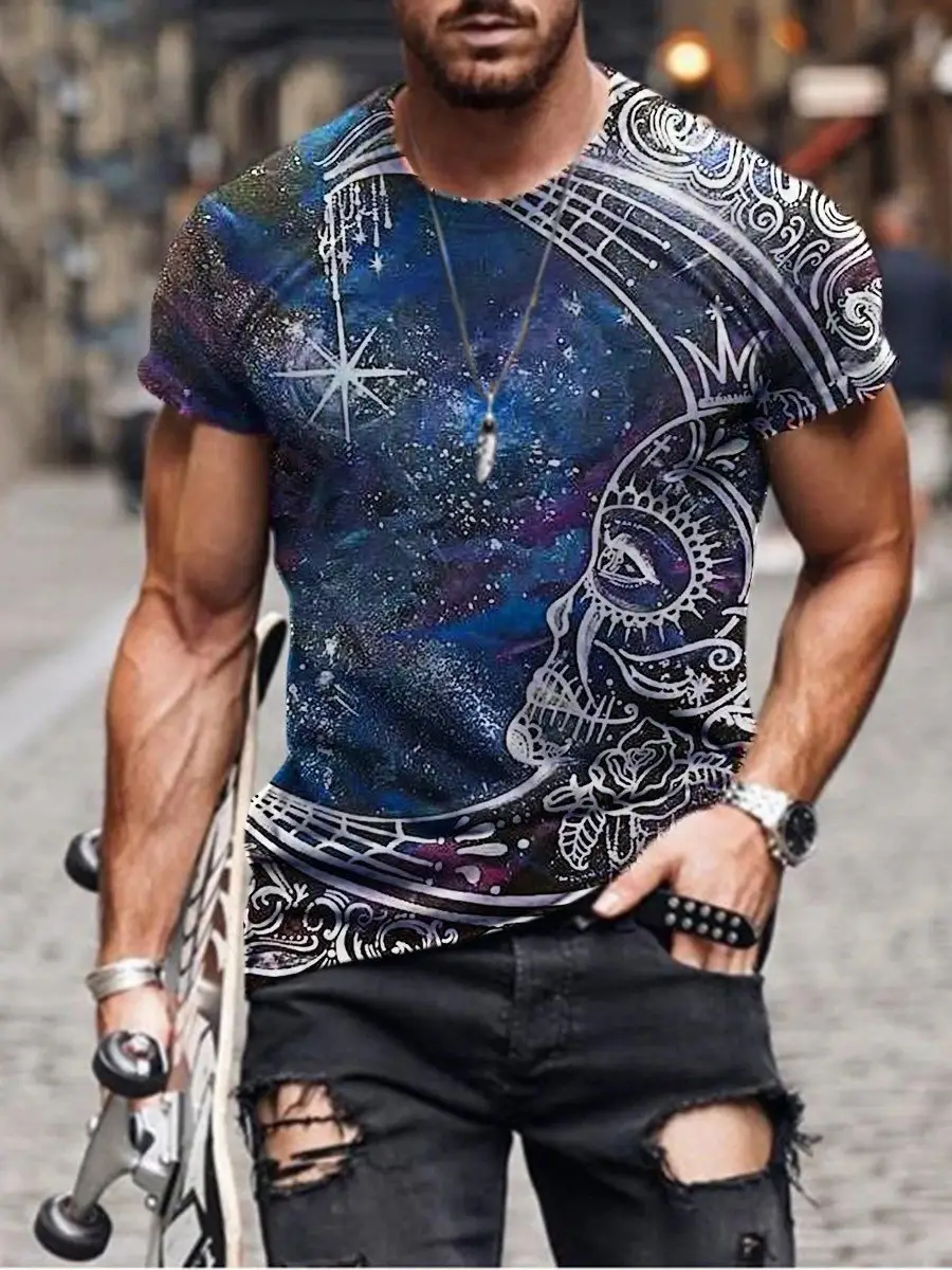 2025 Men's Abstract Printed T-Shirt Street Casual Wear