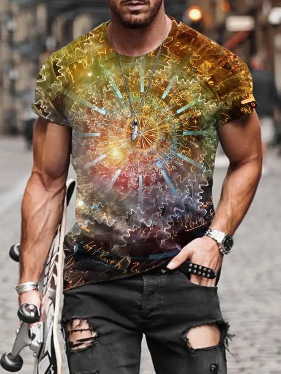 2025 Men's Abstract Printed T-Shirt Street Casual Wear