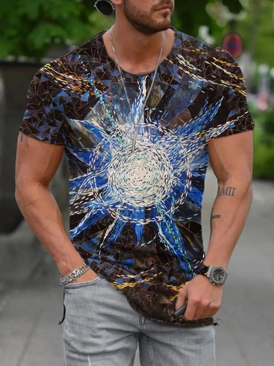 2025 Men's Abstract Printed T-Shirt Street Casual Wear