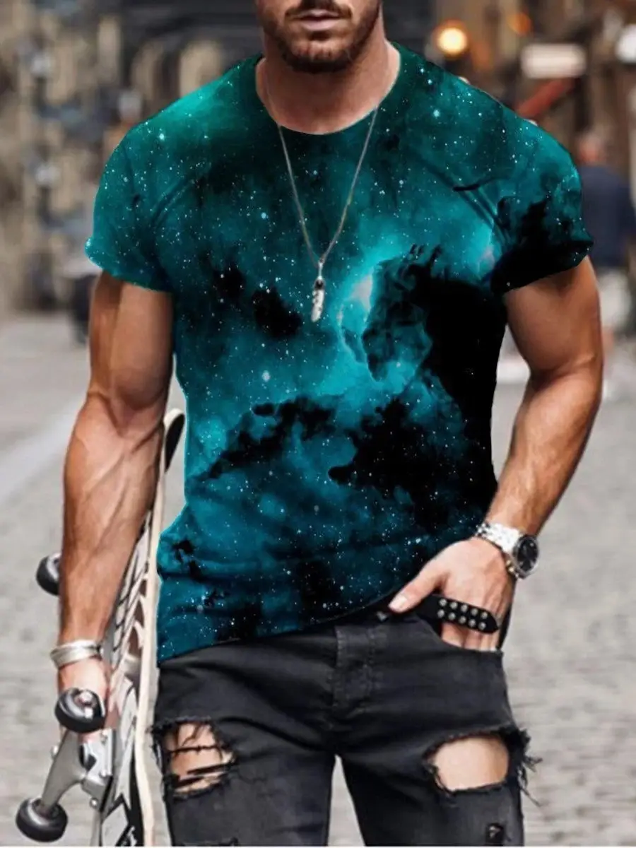 2025 Men's Abstract Printed T-Shirt Street Casual Wear